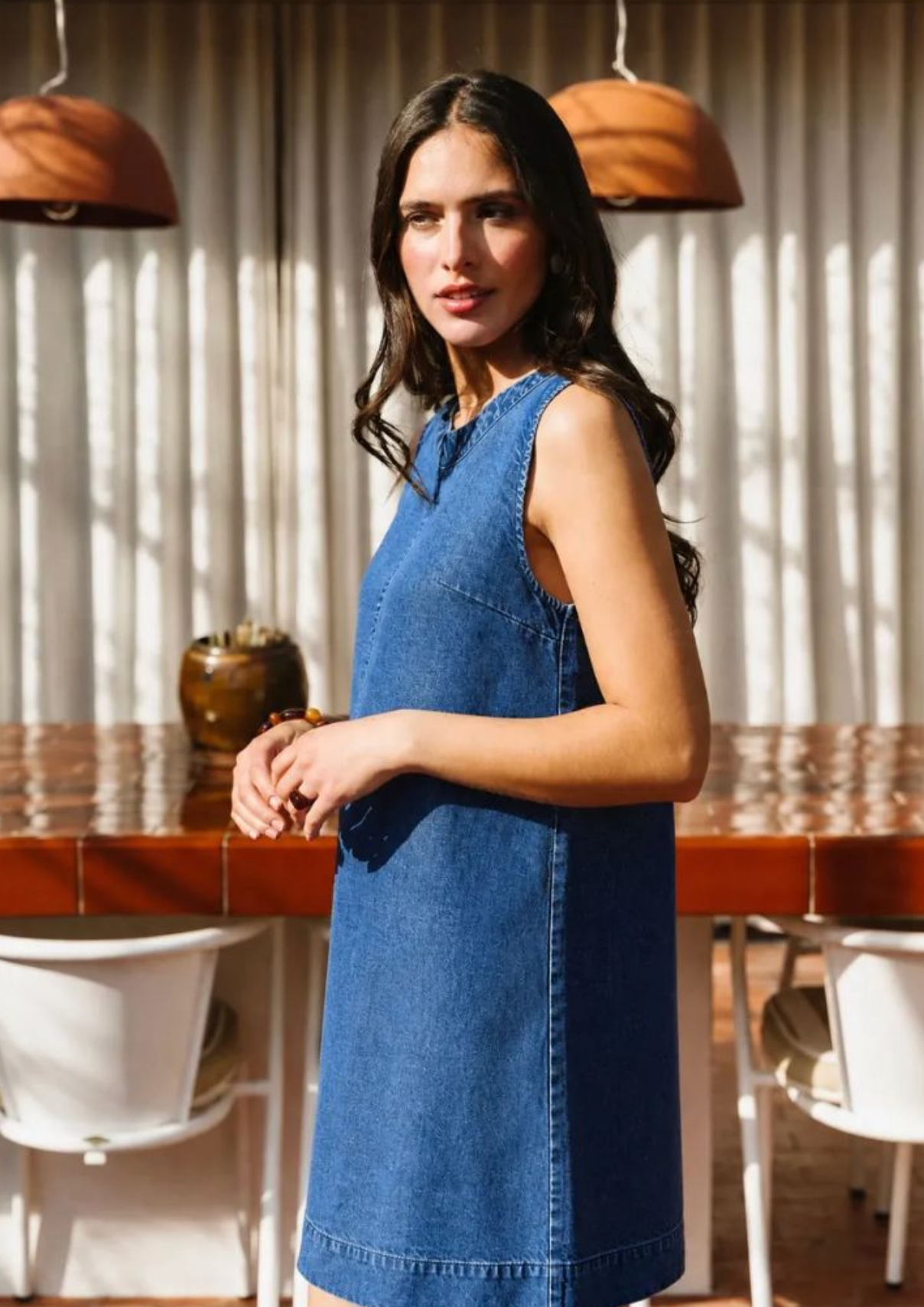 Robe Trapèze en Denim – photo 2