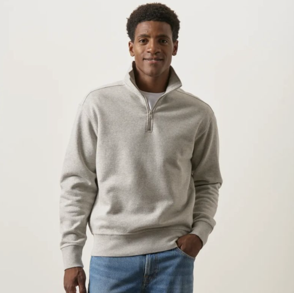 Sweat Col Zippé Gris Chiné – Etikashion