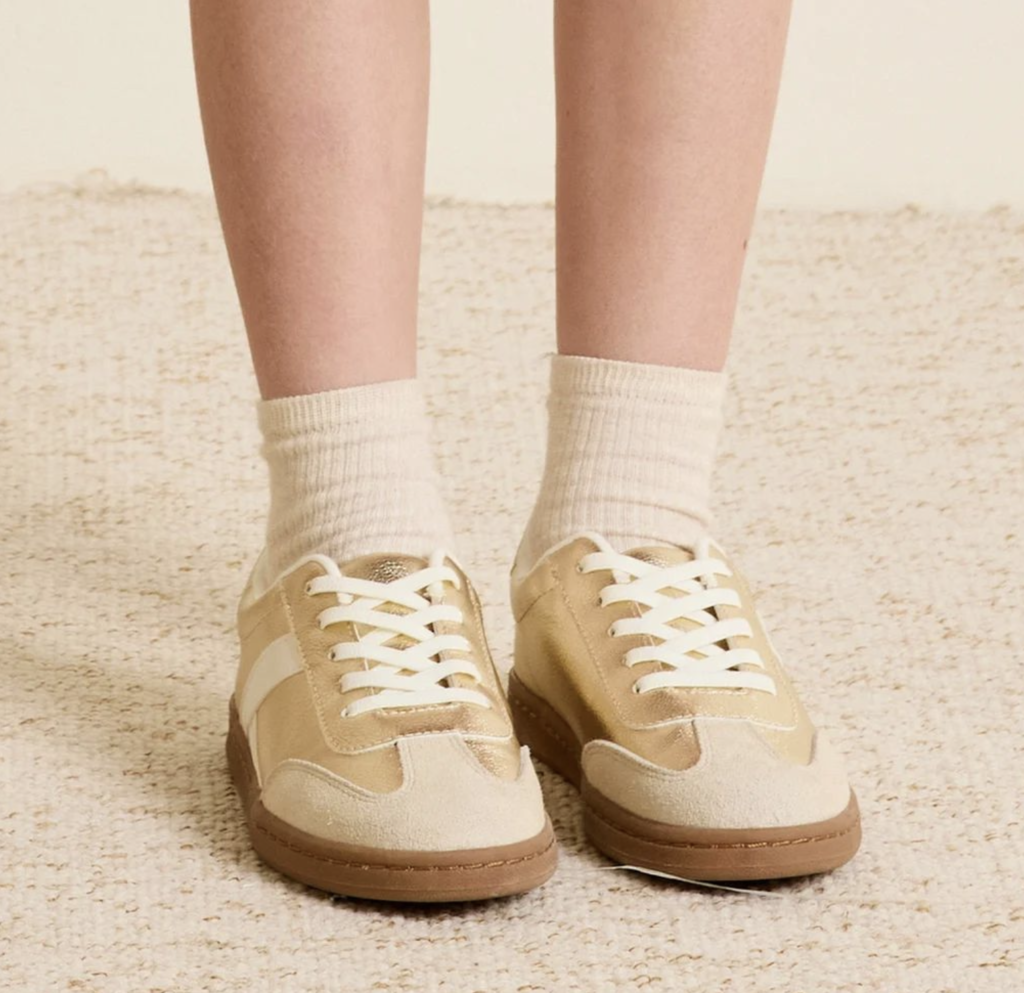 Sneakers Rétro Métallisées Or – Etikashion